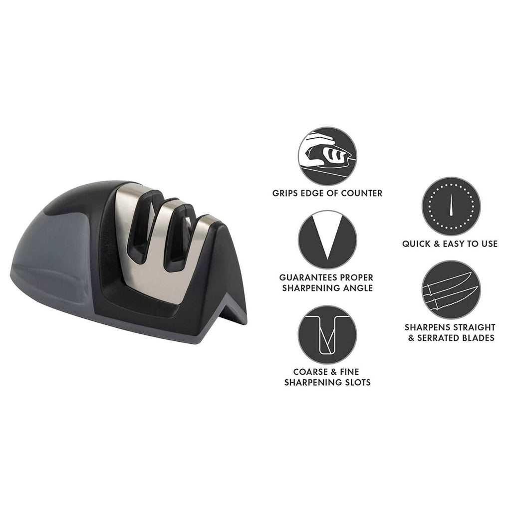 2-Pack: Ultra Sharp Knife Sharpener and Stainless Steel Vegetable and Meat Slicer Holder