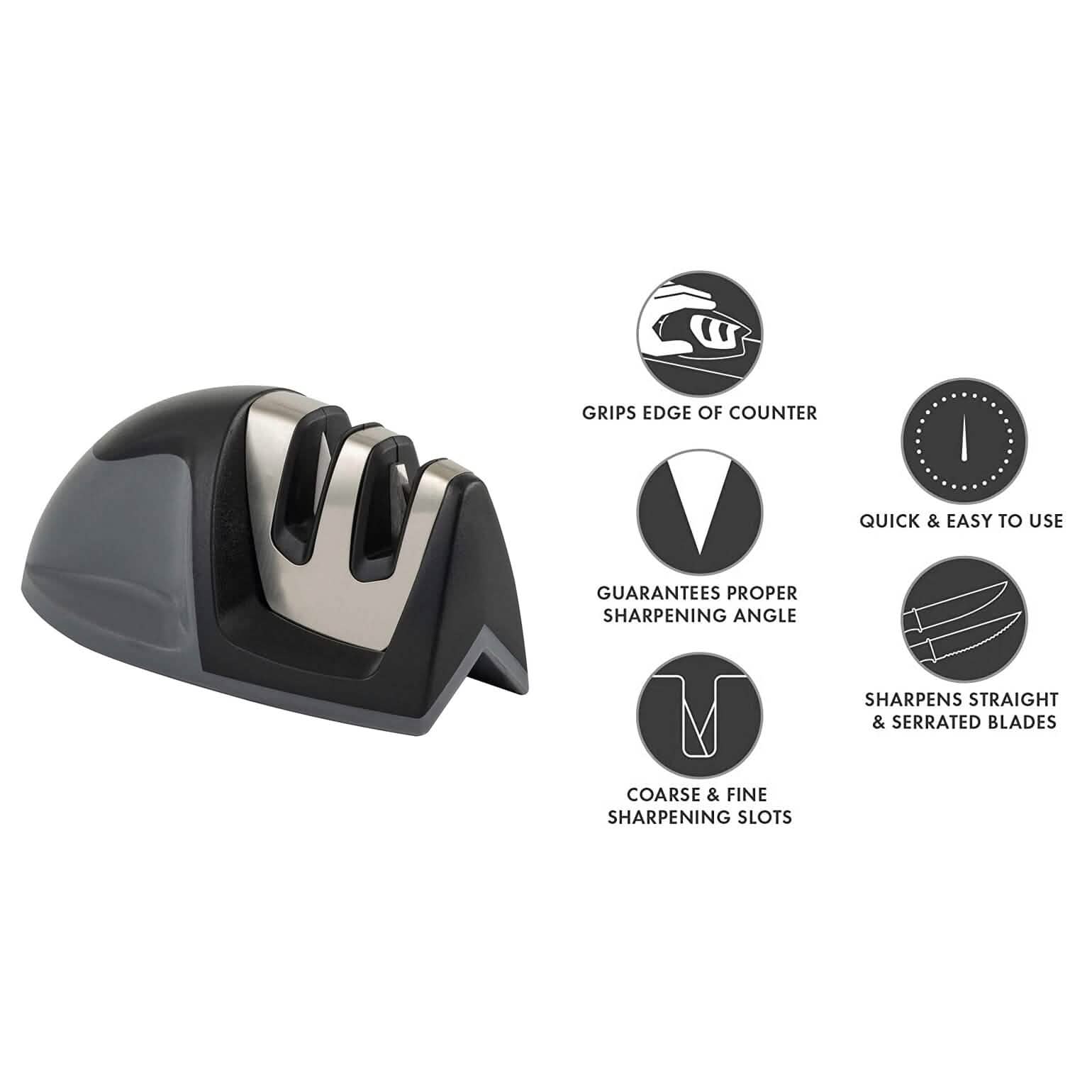 2-Pack: Ultra Sharp Knife Sharpener and Stainless Steel Vegetable and Meat Slicer Holder