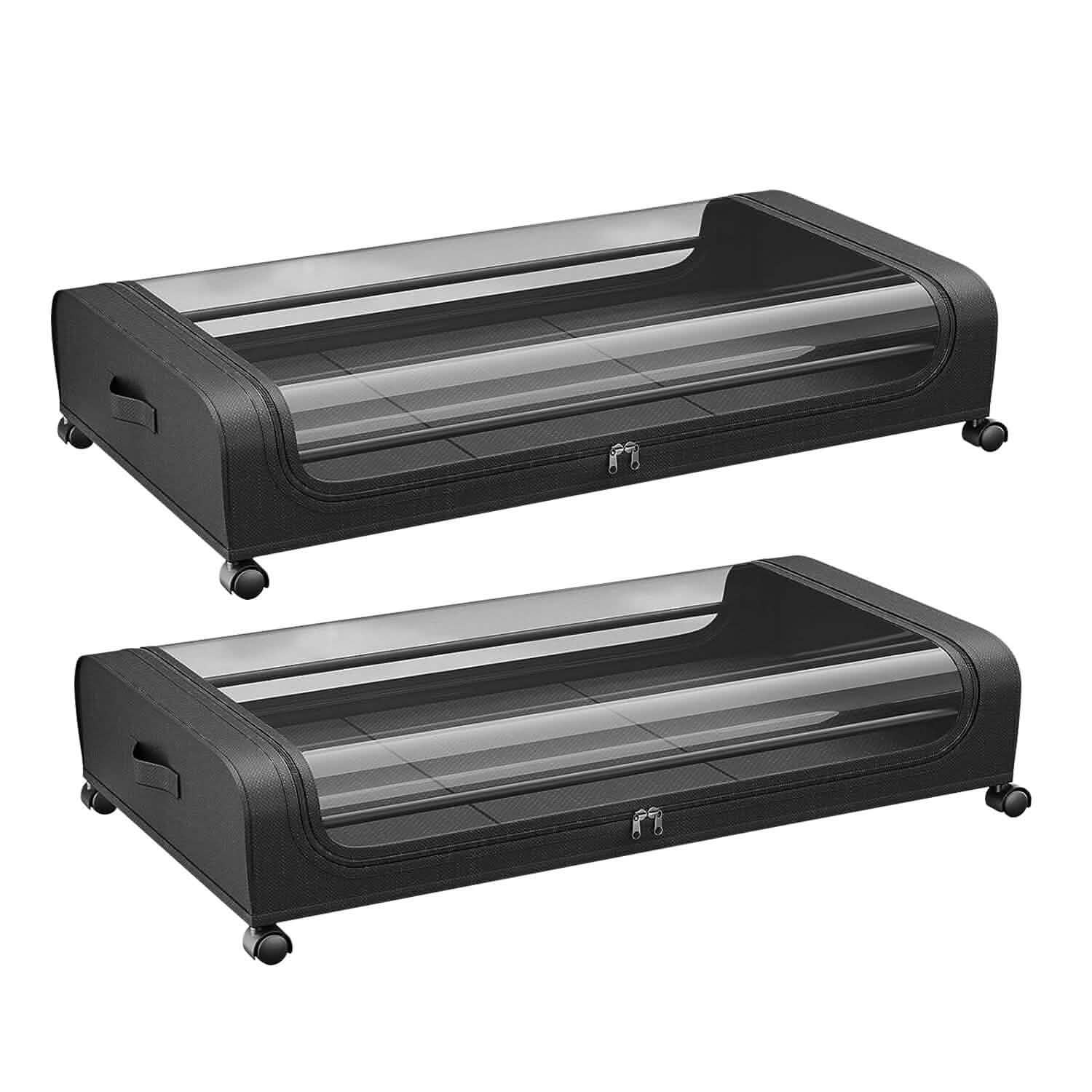 Tiroir de rangement sous le lit à roulettes polyvalent avec fenêtre transparente et étiquette