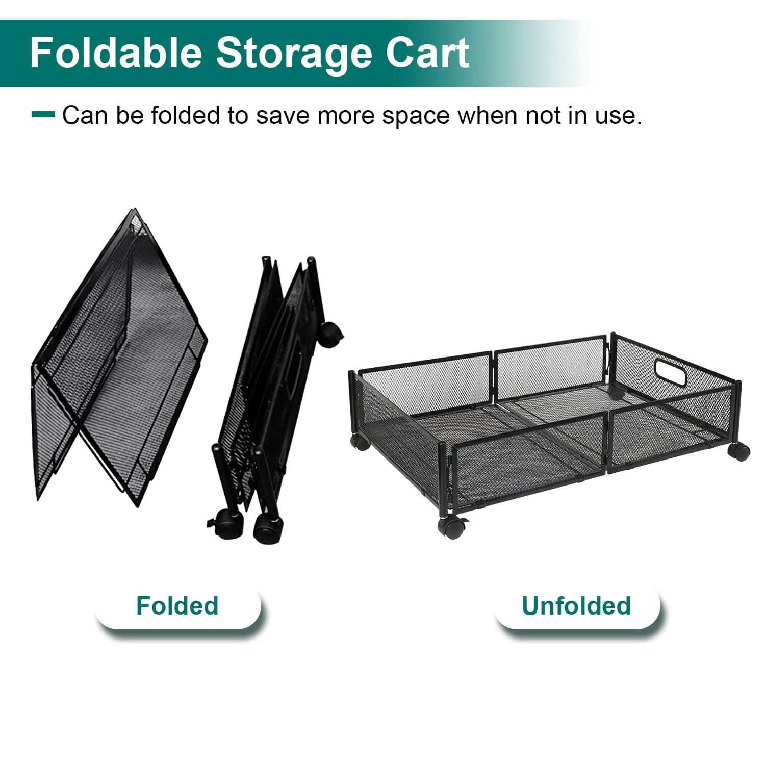 2-Pack: Under Bed Storage Container Foldable Rolling Storage Bin