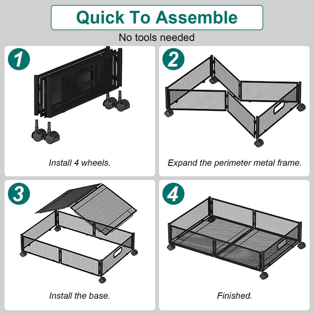 2-Pack: Under Bed Storage Container Foldable Rolling Storage Bin