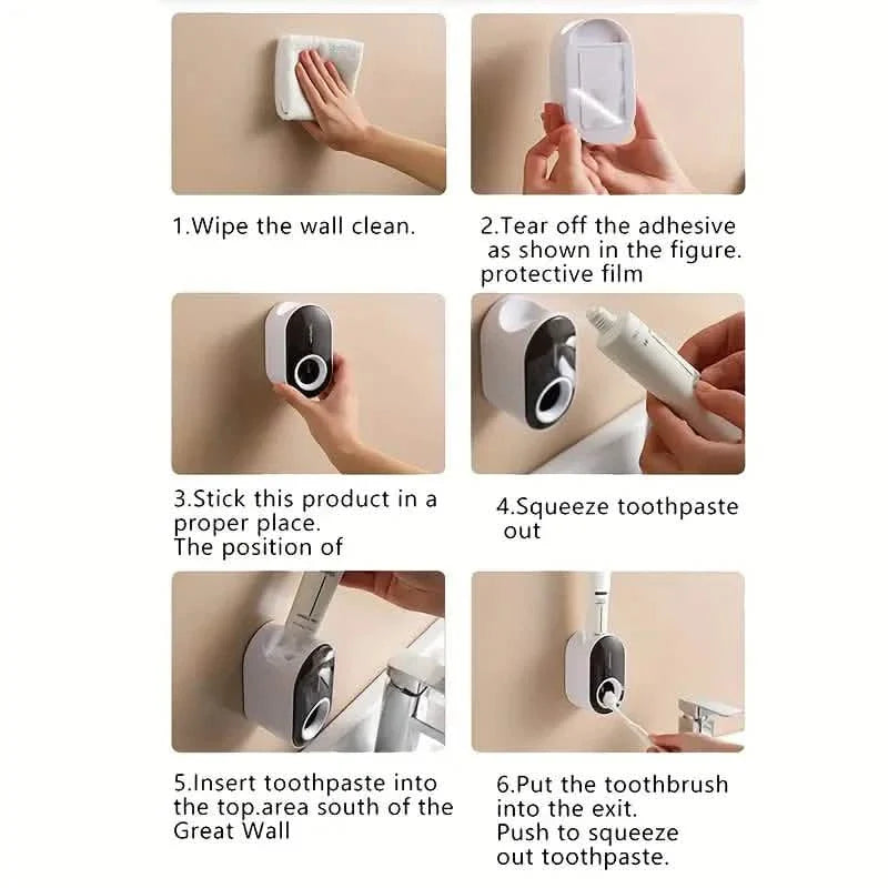 2-Pack:  Wall-Mounted Automatic Toothpaste Dispenser