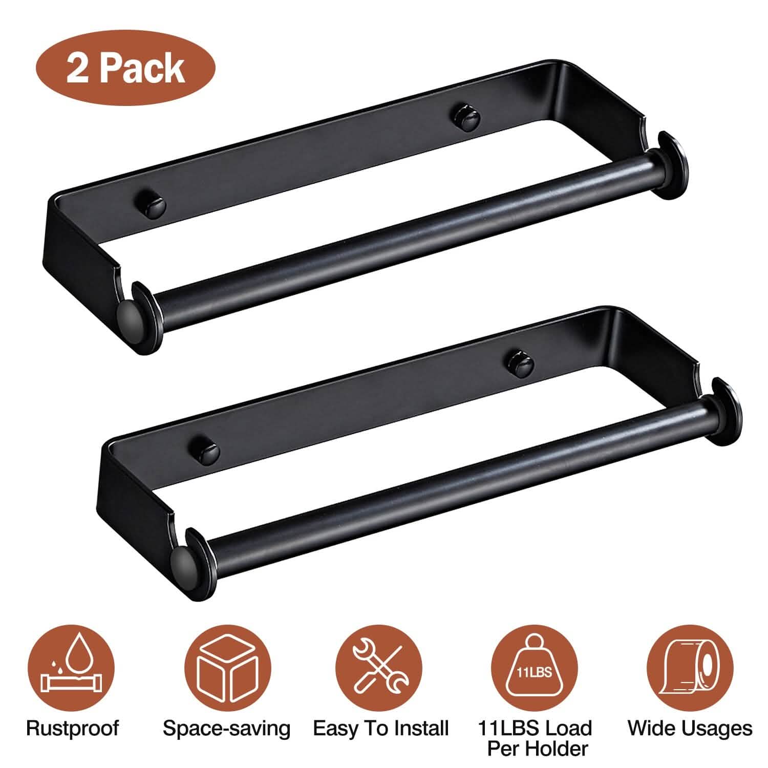 2-Pack: Wall Mounted Paper Towel Holder Under Cabinet