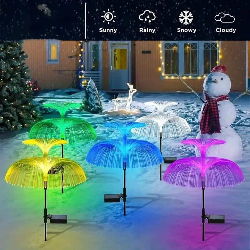 2-Pack: Waterproof Solar Jellyfish Fiber Optic Light