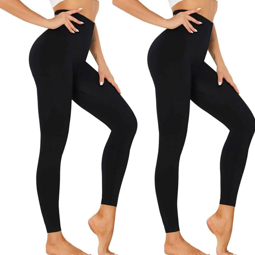 Lot de 2 : leggings taille haute doublés en polaire pour femme