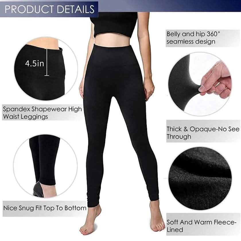 Lot de 2 : leggings taille haute doublés en polaire pour femme