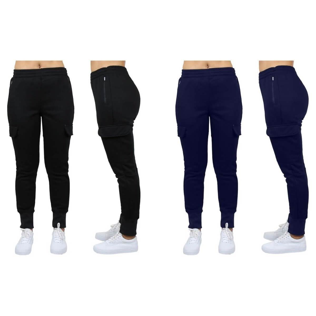 2-Pack: Women's Fleece-Lined Loose-Fit Cargo Joggers