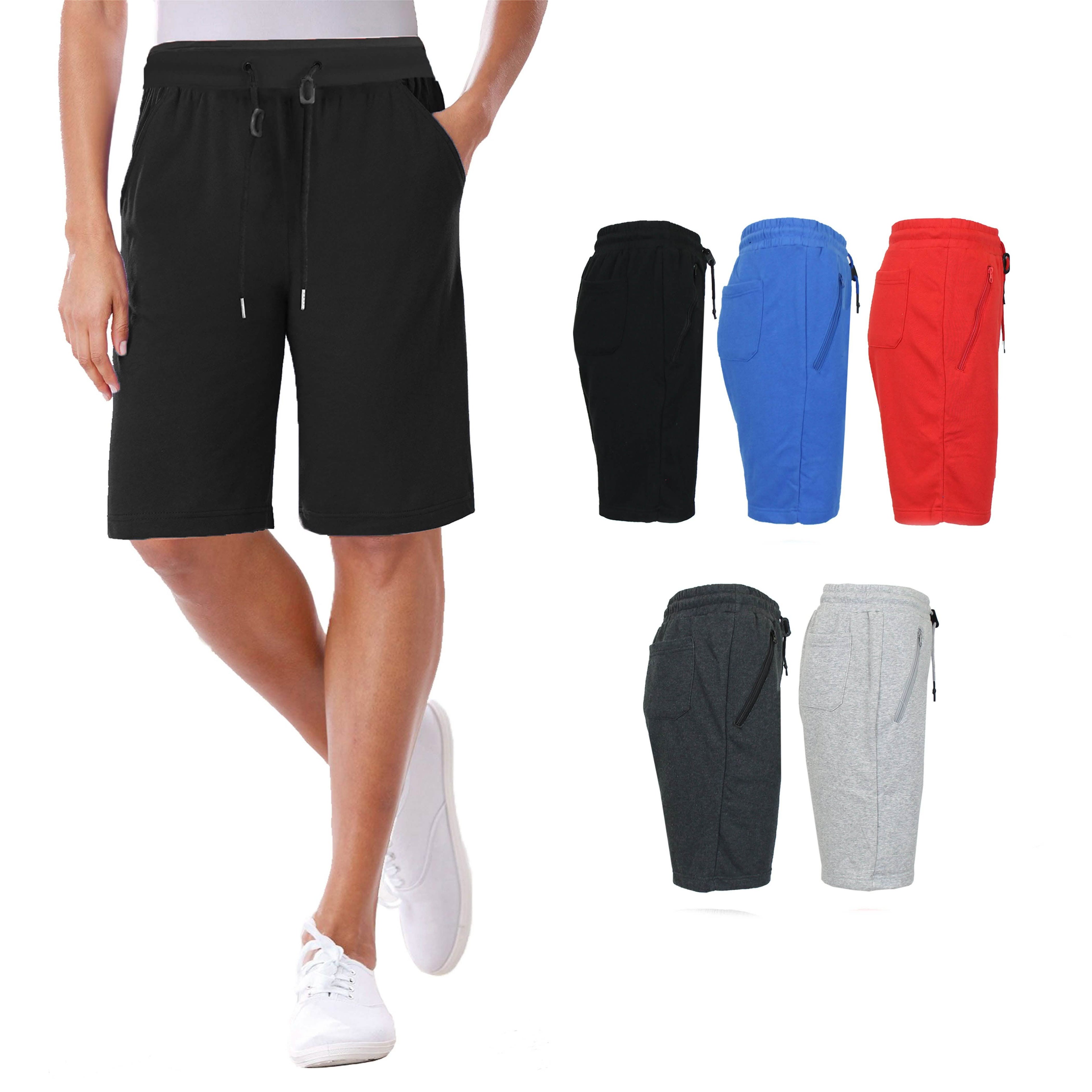 Lot de 2 : Short de jogging en tissu éponge avec poches zippées pour femme