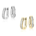 2-Pair: Oval Crystal Hoop Earrings