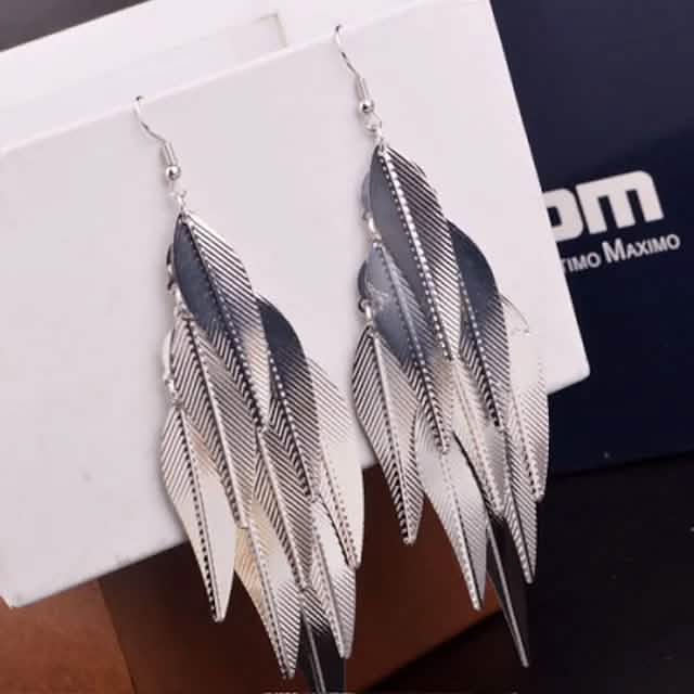 2ペア：女性用合金リーフドロップピアス