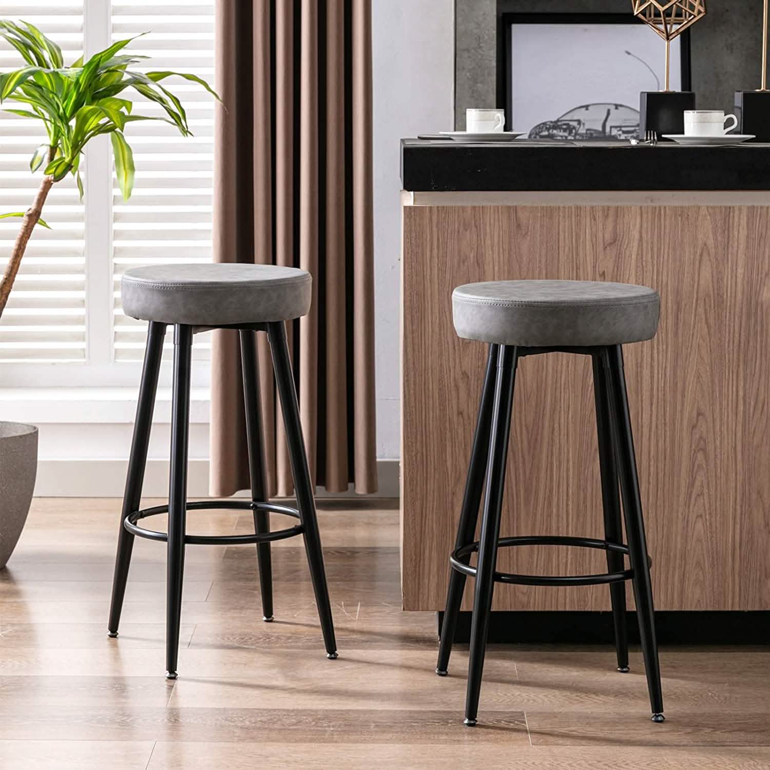 2-Piece: 28'' Metal Bar Stools Set
