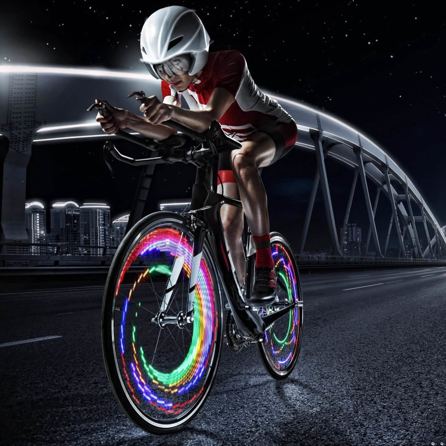 Lot de 2 : lumières cyclistes à 32 LED avec motifs rotatifs