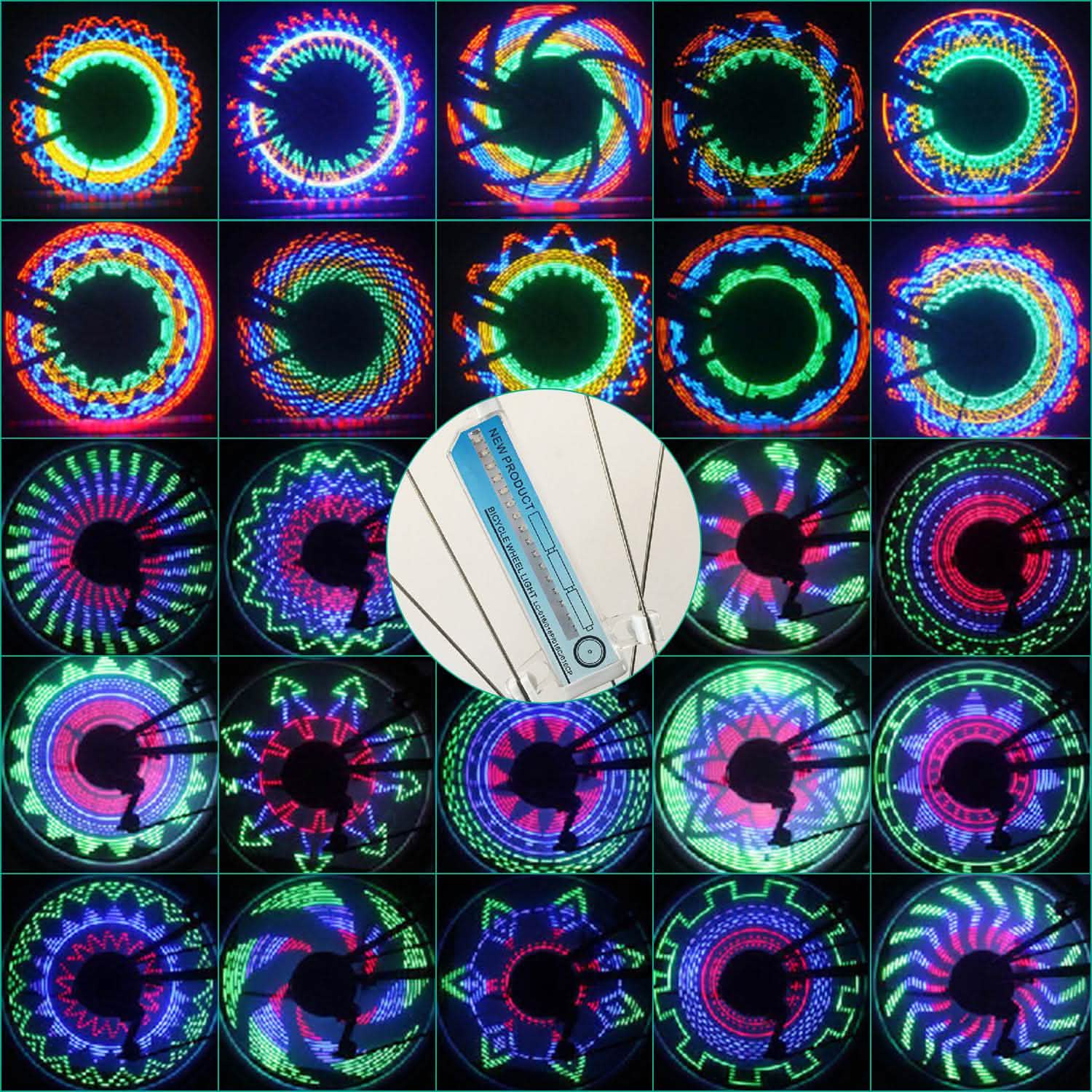 Lot de 2 : lumières cyclistes à 32 LED avec motifs rotatifs