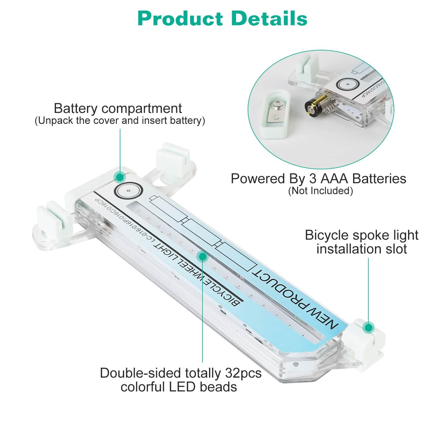 Lot de 2 : lumières cyclistes à 32 LED avec motifs rotatifs