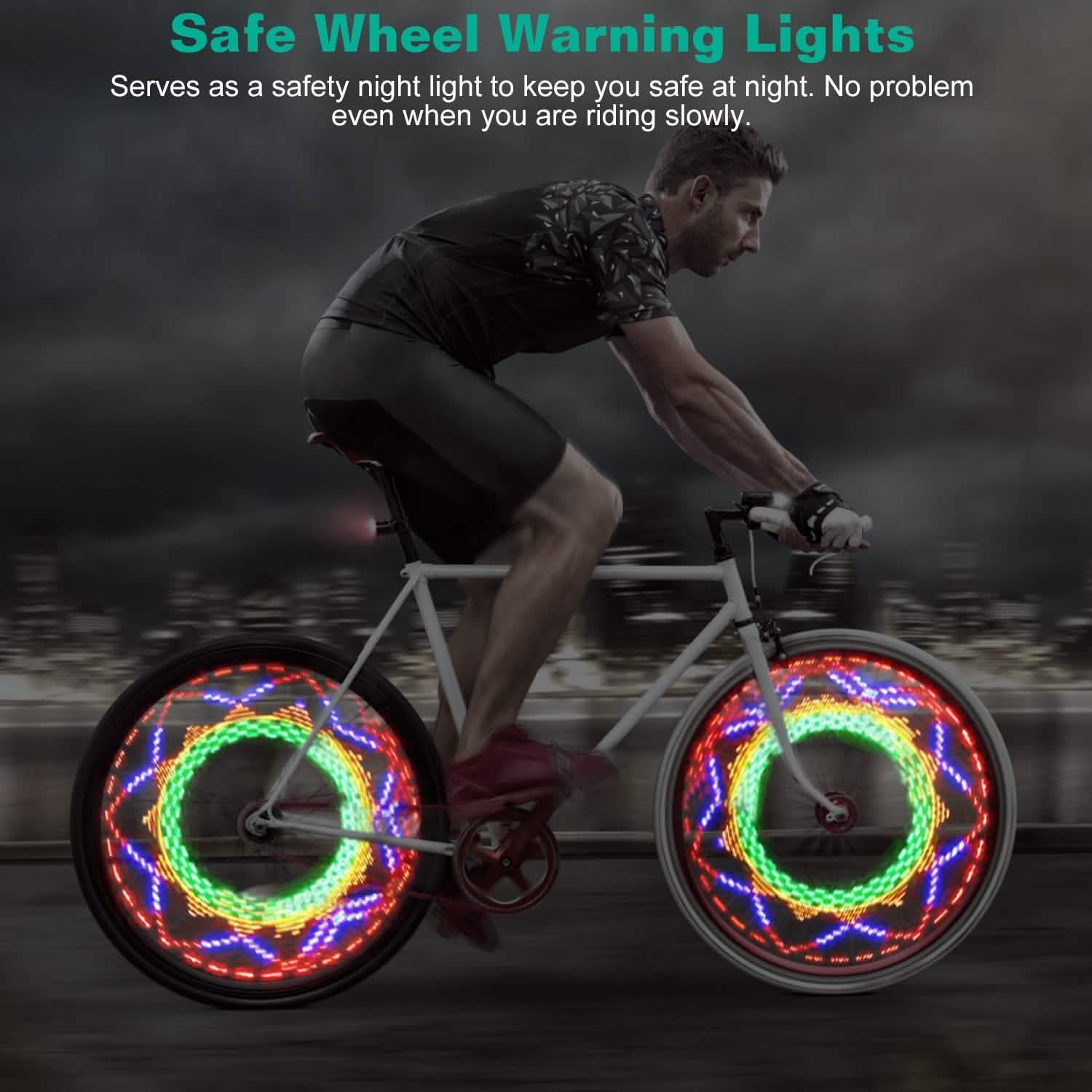 Lot de 2 : lumières cyclistes à 32 LED avec motifs rotatifs