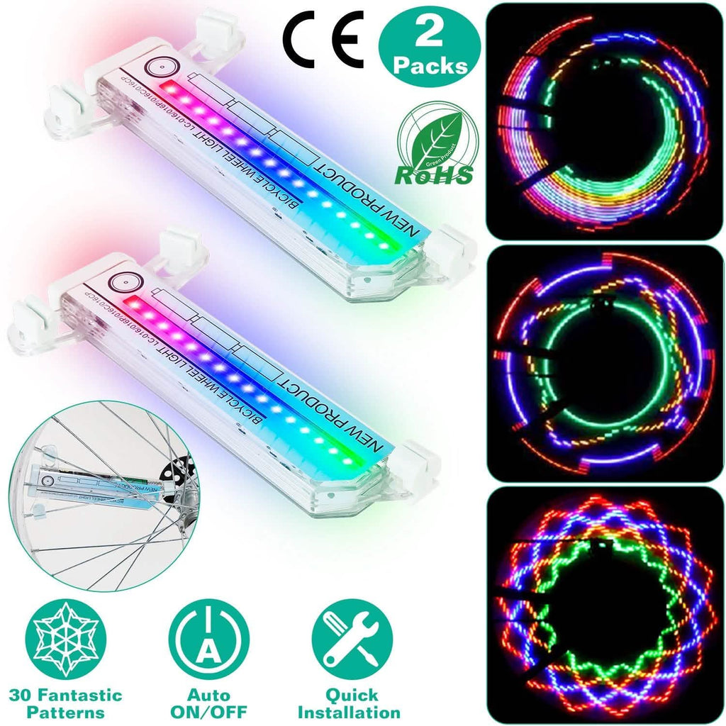 Lot de 2 : lumières cyclistes à 32 LED avec motifs rotatifs