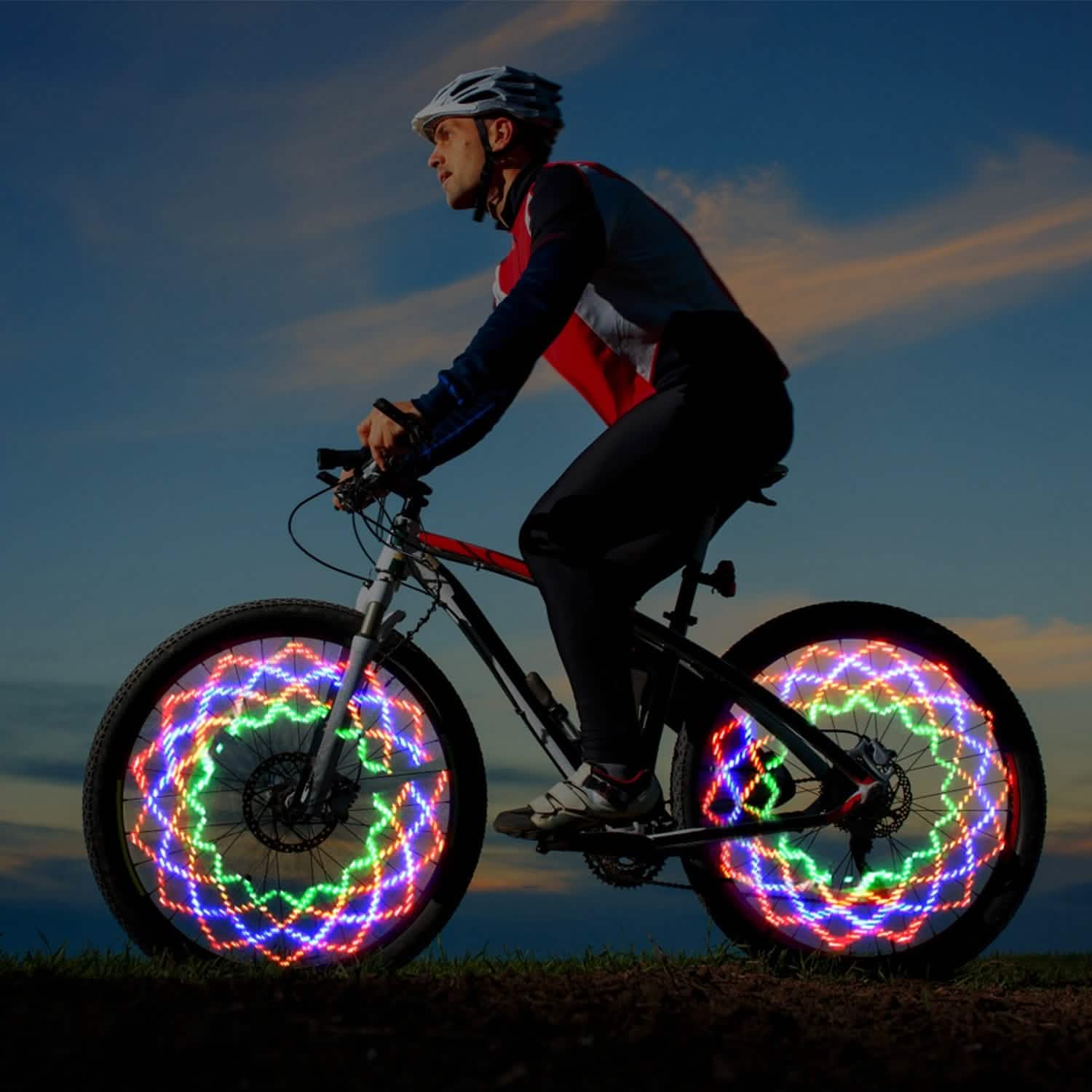 Lot de 2 : lumières cyclistes à 32 LED avec motifs rotatifs