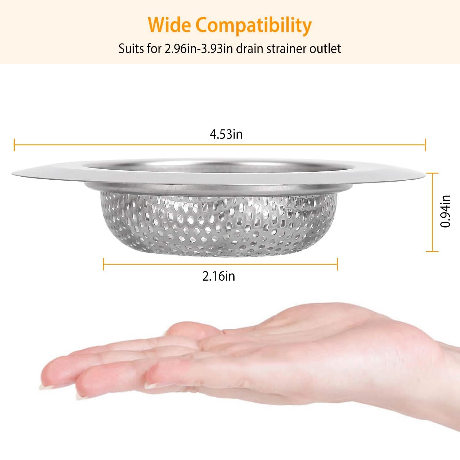 2-Piece: 4.53-Inch Kitchen Sink Strainer
