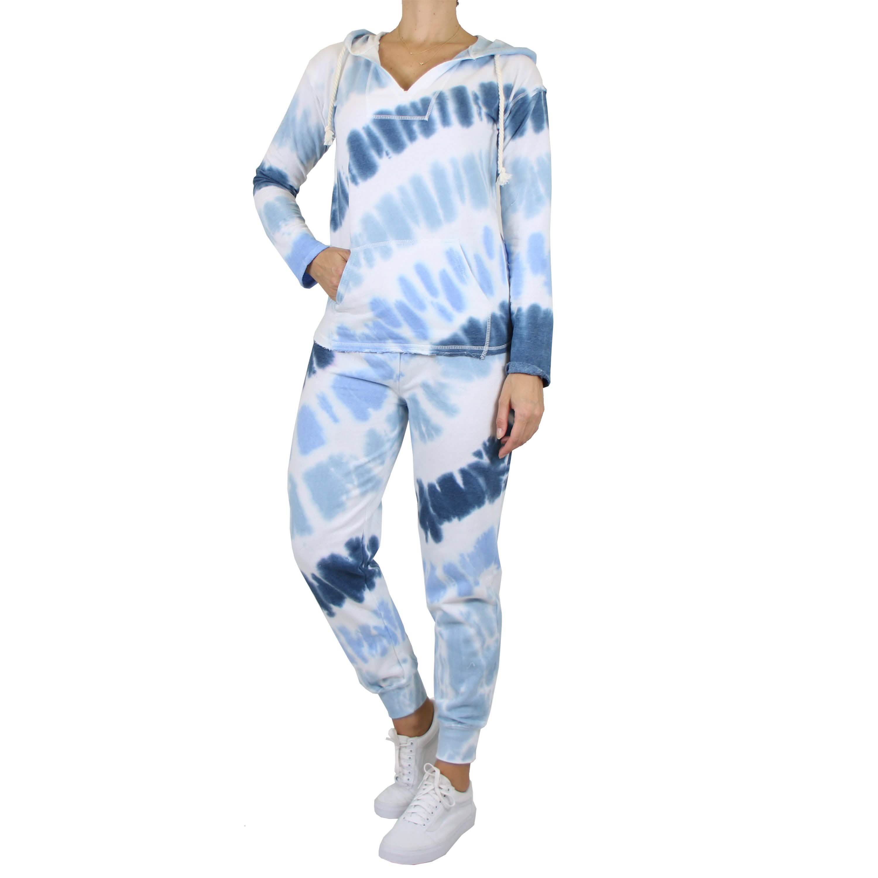 2-Piece Burnout Fleece Hoodie And Jogger Tie-Dye Set