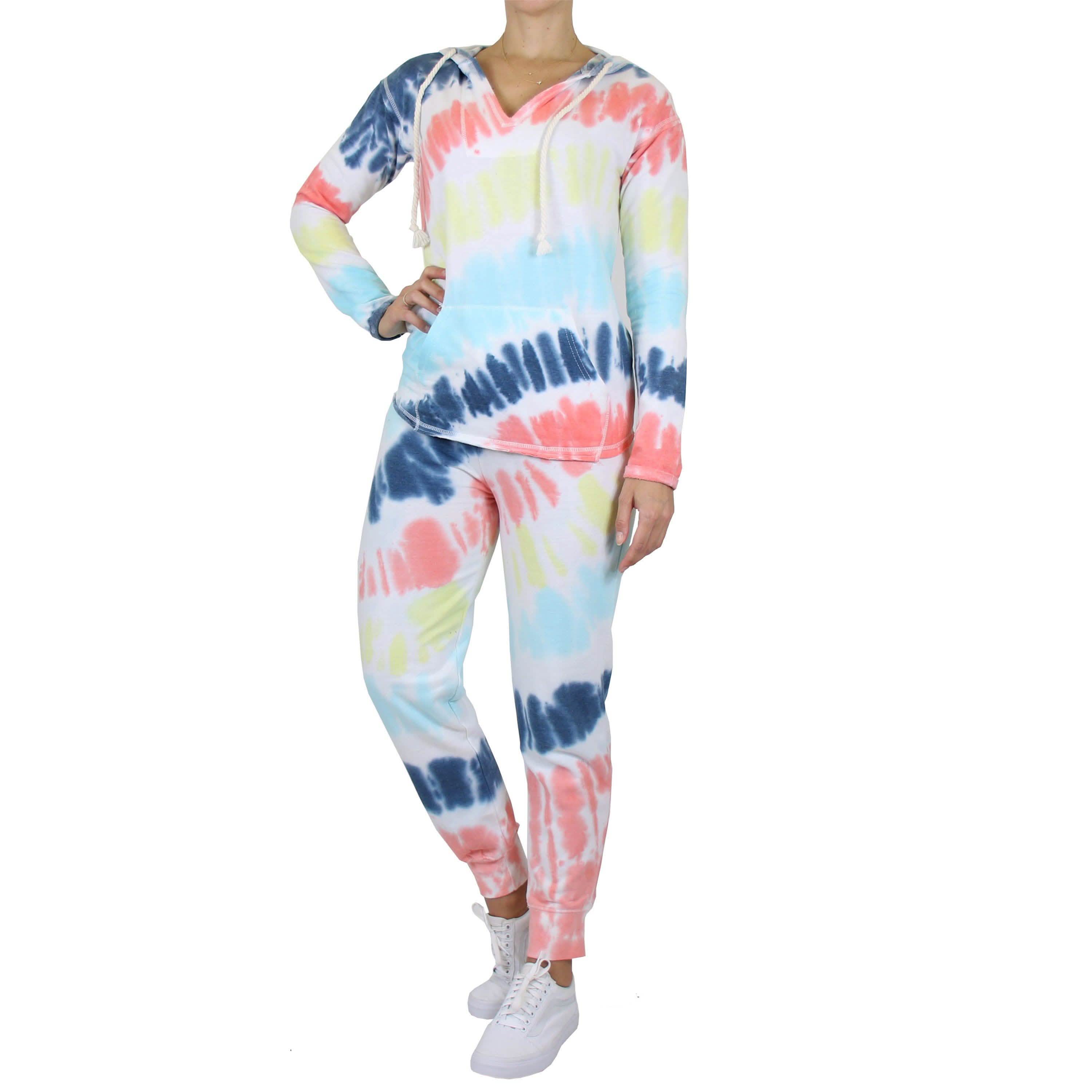 Ensemble tie-dye 2 pièces sweat à capuche en molleton dévoré et jogging