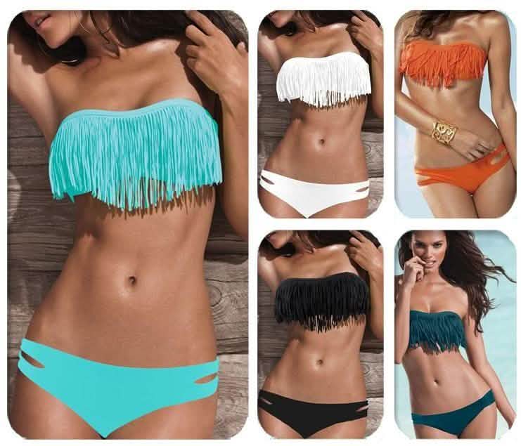Ensemble 2 pièces : Maillot de bain bikini tendance à franges