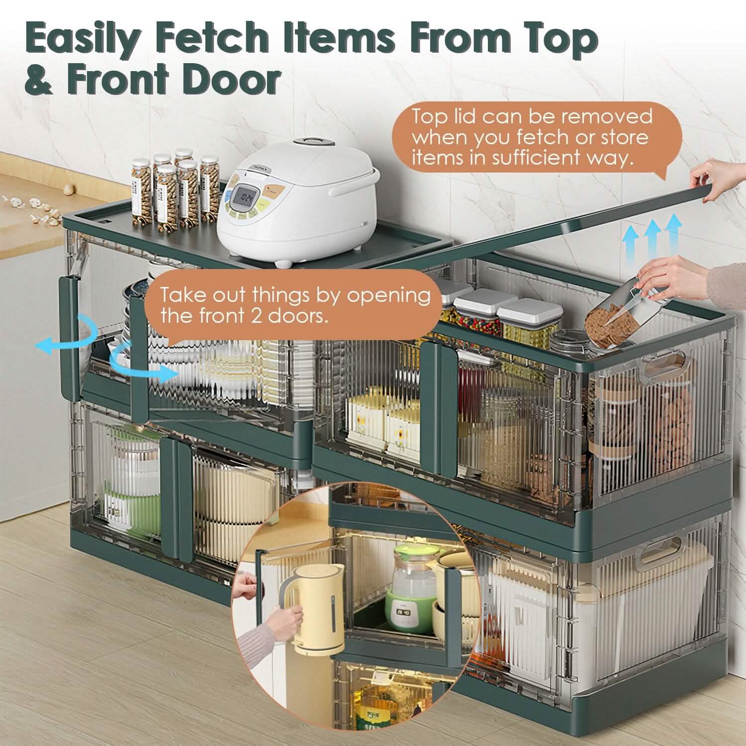 2-Piece: Foldable Stackable Storage Bins with Lid