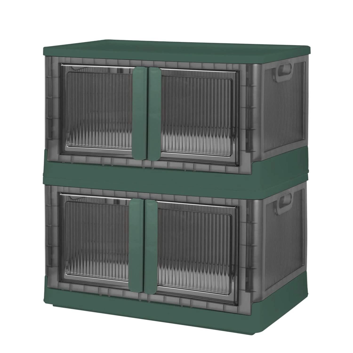 Lot de 2 : Boîtes de rangement empilables pliables avec couvercle