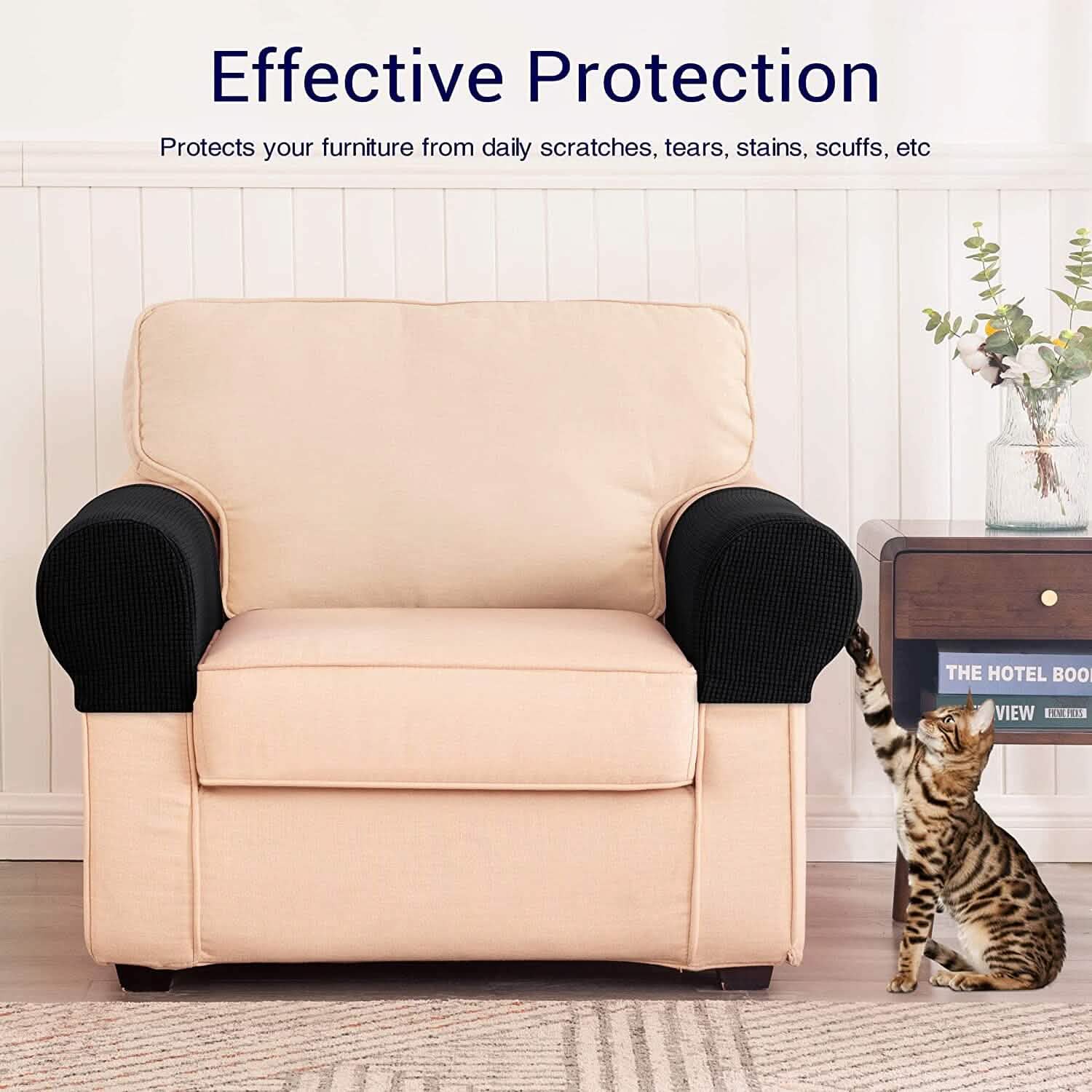 Lot de 2 housses de protection pour accoudoirs de canapé en jacquard