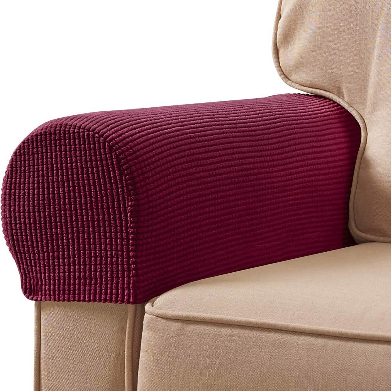 Lot de 2 housses de protection pour accoudoirs de canapé en jacquard