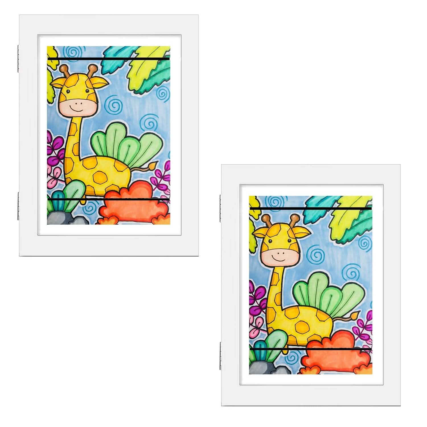 Lot de 2 : Cadre d'art pour enfants avec ouverture frontale en bois