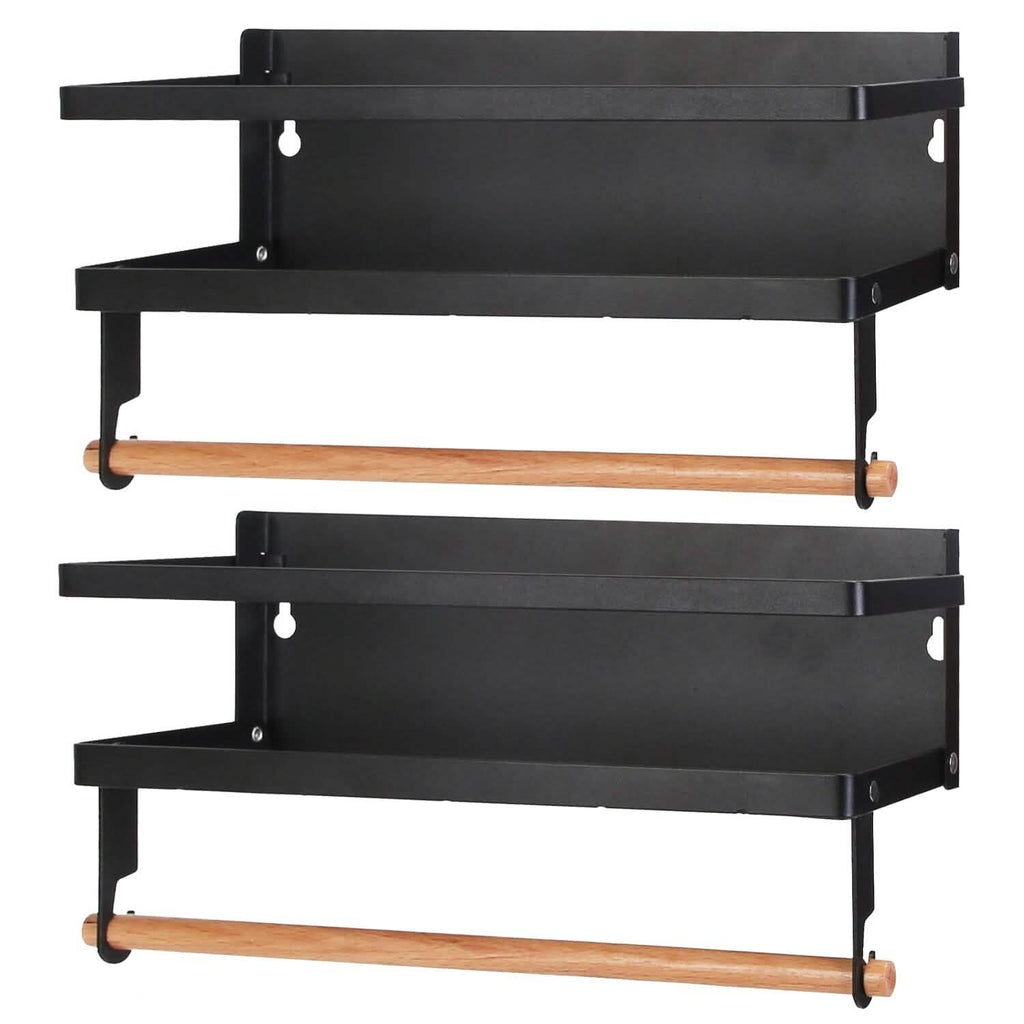 2-Piece: Magnetic Spice Racks for Refrigerator with Paper Towel Holder