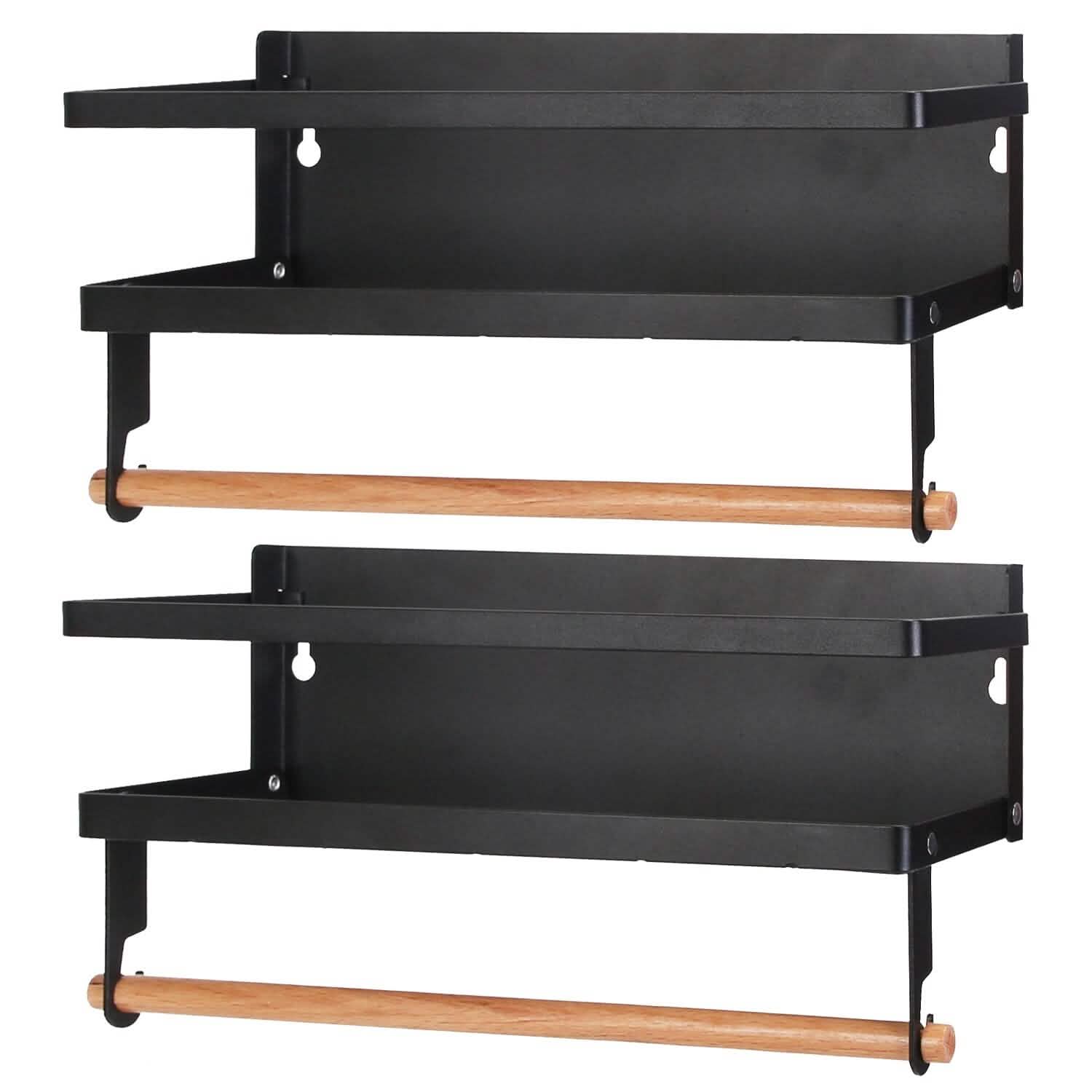 2-Piece: Magnetic Spice Racks for Refrigerator with Paper Towel Holder