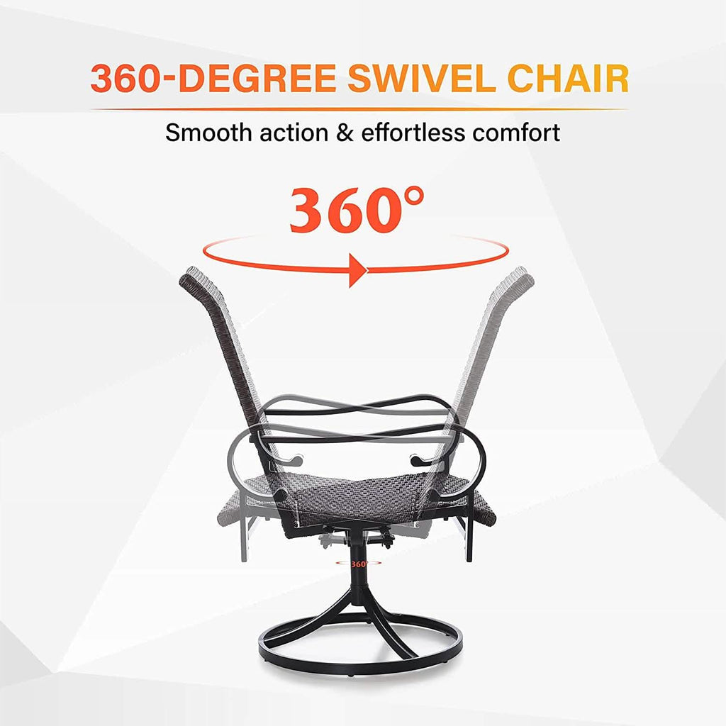 2-Piece: Outdoor Swivel Rattan Dining Chair Set