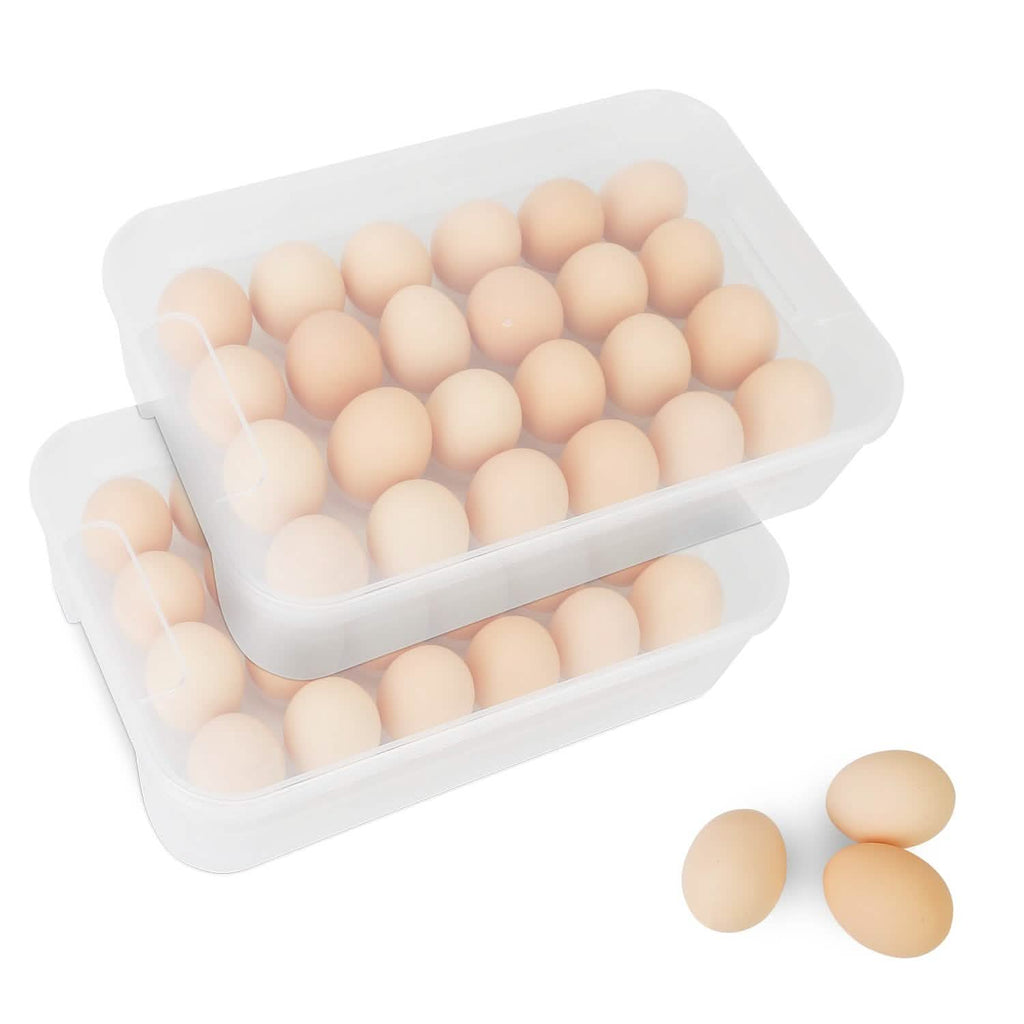 2-Piece: Plastic Egg Holder Stackable Egg Storage Box