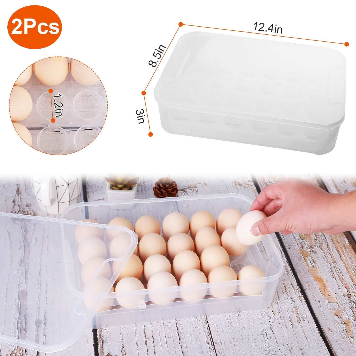 2-Piece: Plastic Egg Holder Stackable Egg Storage Box