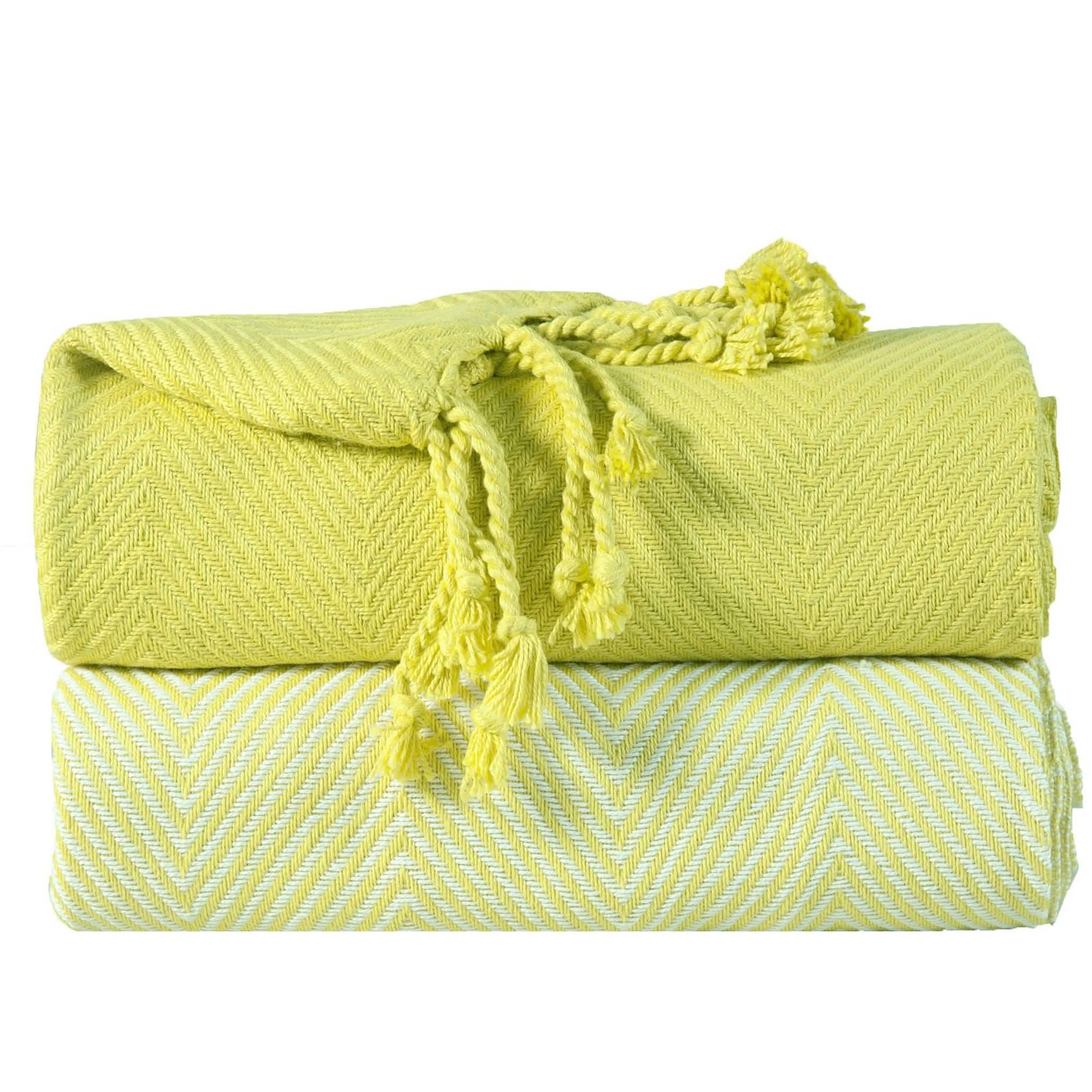 2-Piece Set: 100% Cotton Hand Twisted Throw Blanket 50" X 60"