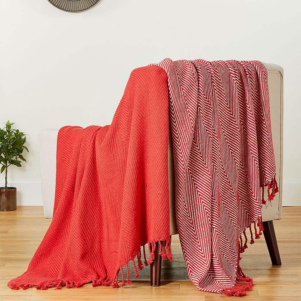 2-Piece Set: 100% Cotton Hand Twisted Throw Blanket 50" X 60"