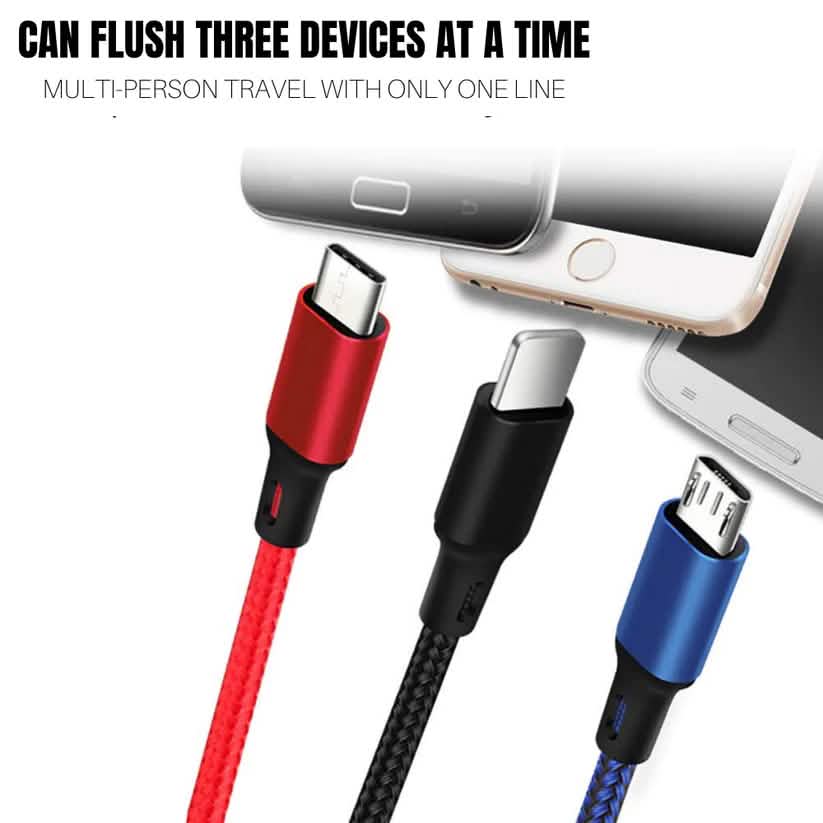 2点セット：3ポートLEDディスプレイ高速壁充電器ホワイト＋3-in-1ケーブルコンボ
