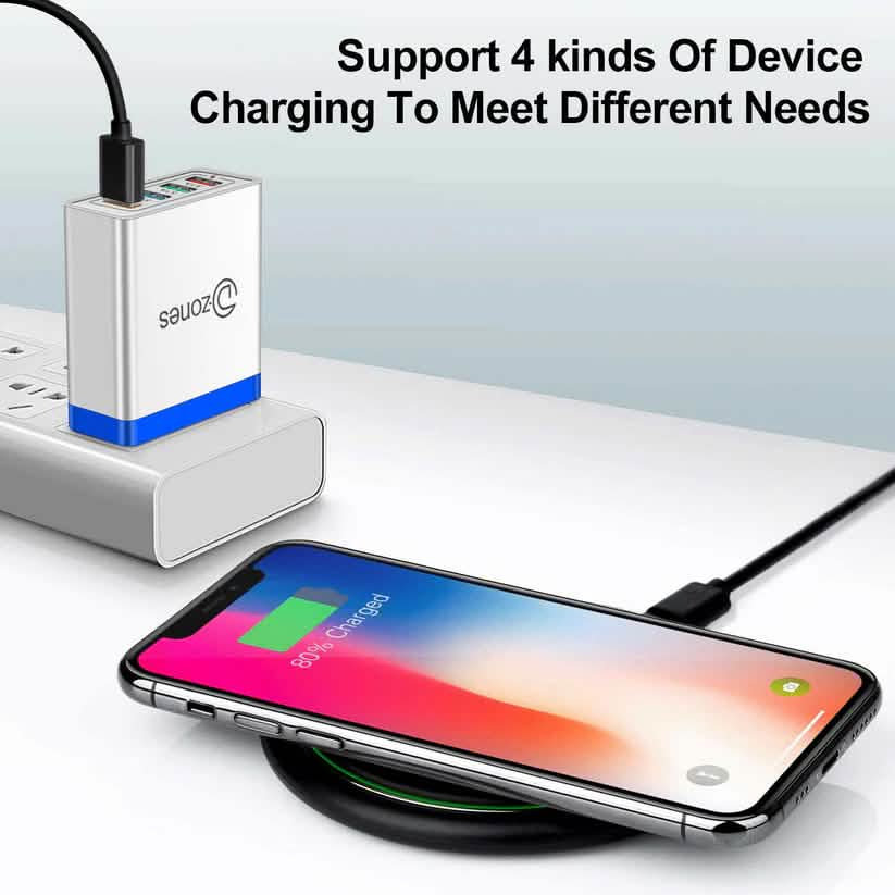 2-Piece Set: 4-Port High Speed Wall Charger + 3-in-1 Cable Combo
