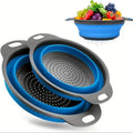 2-Piece Set: Circular Blue Suit Foldable Silicone Kitchen Drop Funnel
