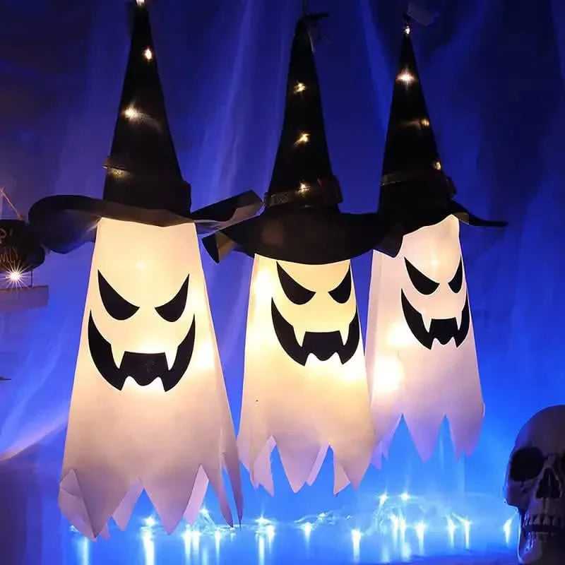 2点セット：光るゴーストウィッチハット ハロウィン飾り