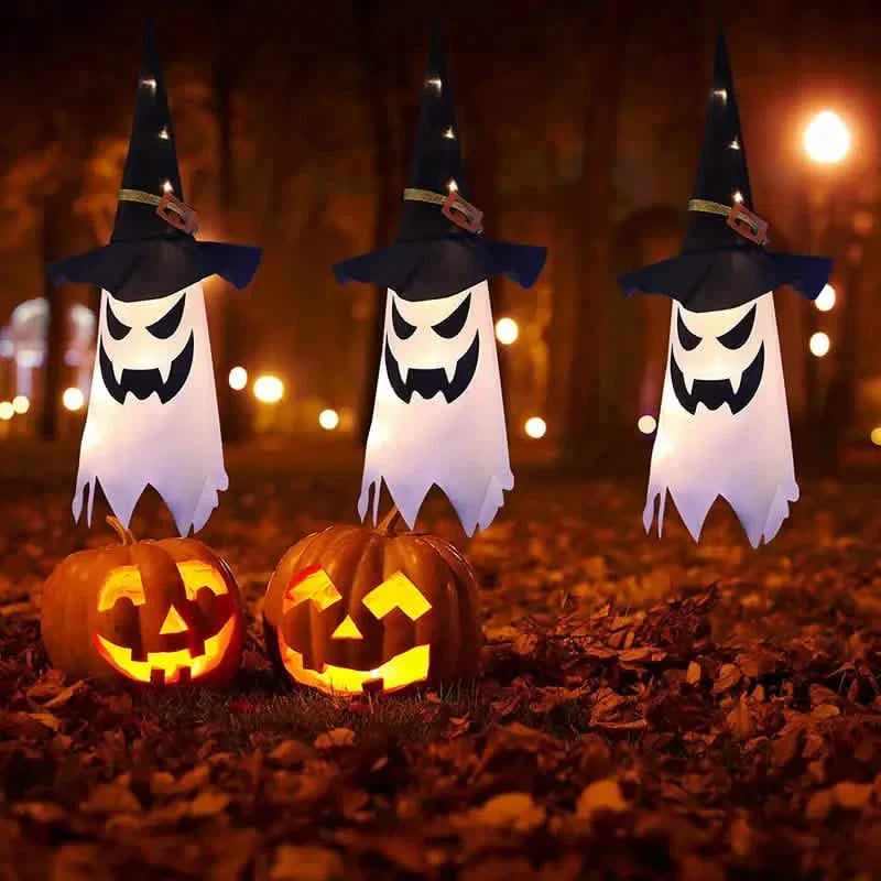 2点セット：光るゴーストウィッチハット ハロウィン飾り
