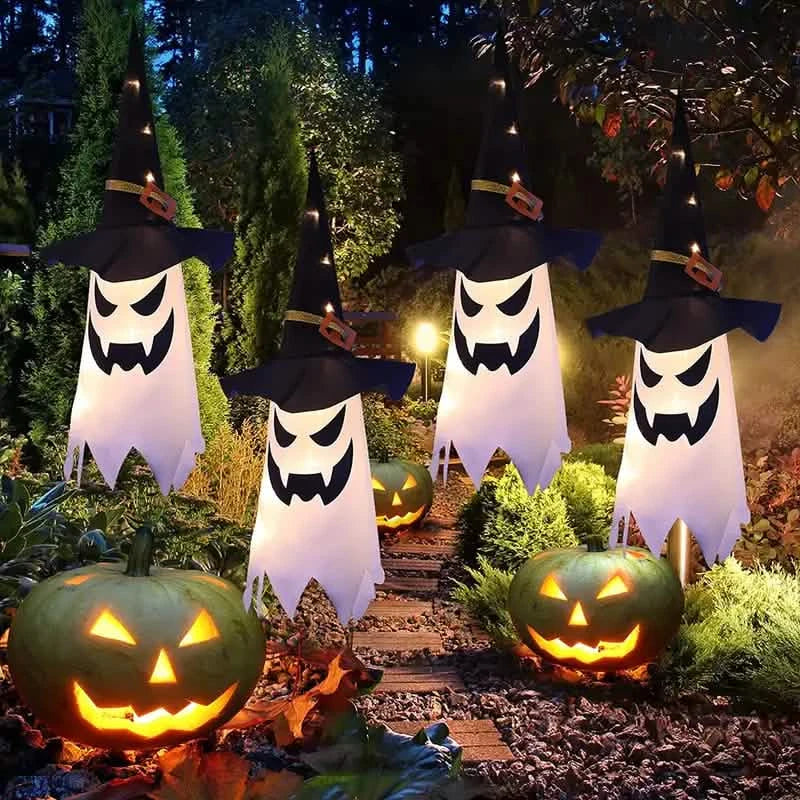 2点セット：光るゴーストウィッチハット ハロウィン飾り