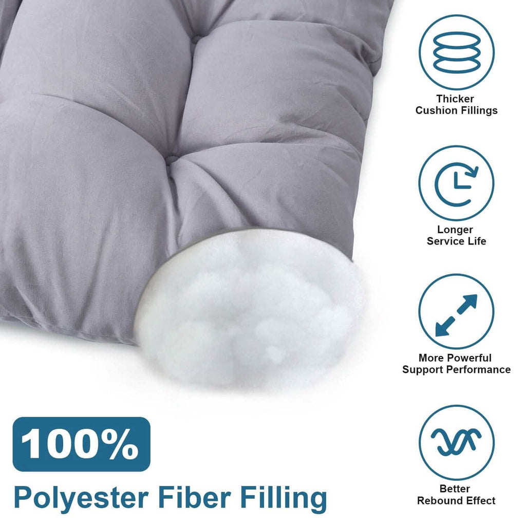 Ensemble 2 pièces : Coussin de fauteuil à bascule avec attaches antidérapantes et rembourrage en fibre de polyester