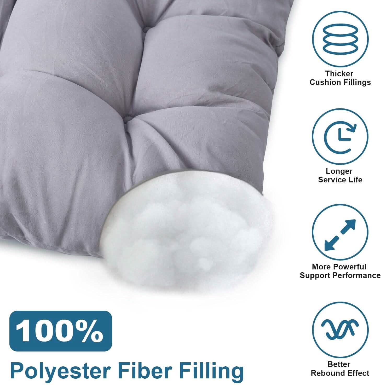 Ensemble 2 pièces : Coussin de fauteuil à bascule avec attaches antidérapantes et rembourrage en fibre de polyester