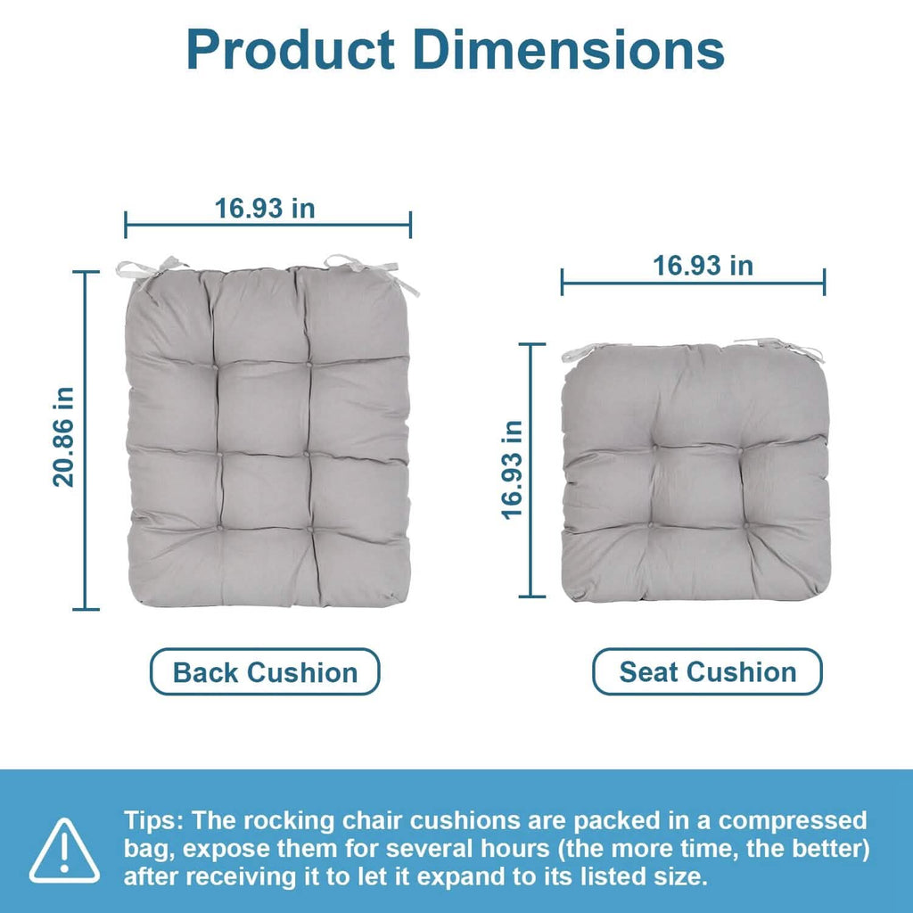 Ensemble 2 pièces : Coussin de fauteuil à bascule avec attaches antidérapantes et rembourrage en fibre de polyester