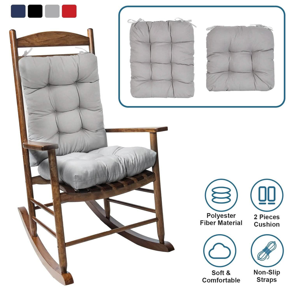 Ensemble 2 pièces : Coussin de fauteuil à bascule avec attaches antidérapantes et rembourrage en fibre de polyester