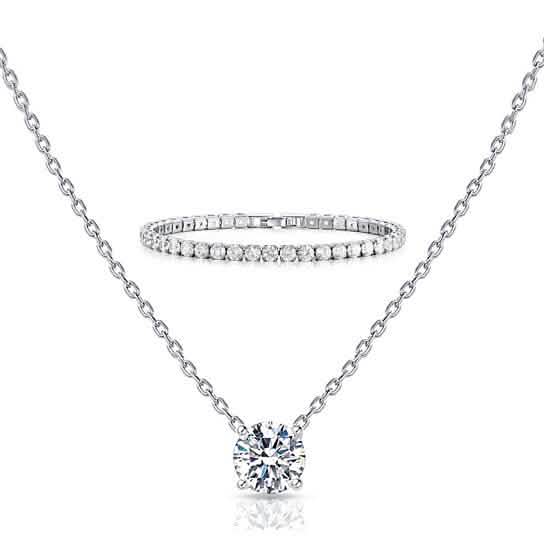 Ensemble 2 pièces : Pendentif taille ronde avec bracelet tennis taille ronde
