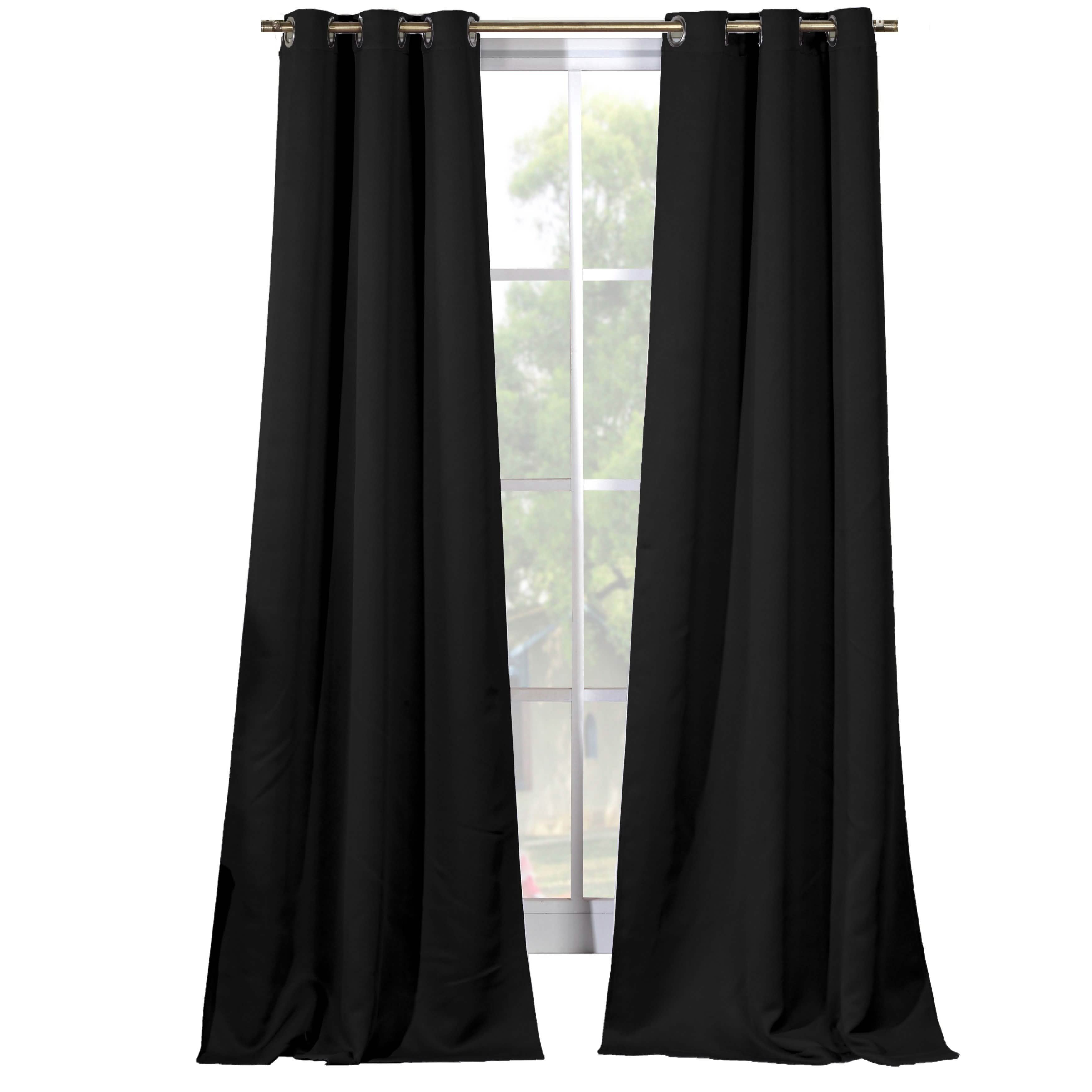 2-Piece Set: Solid Blackout Thermal Grommet Window Curtain Pair Panel