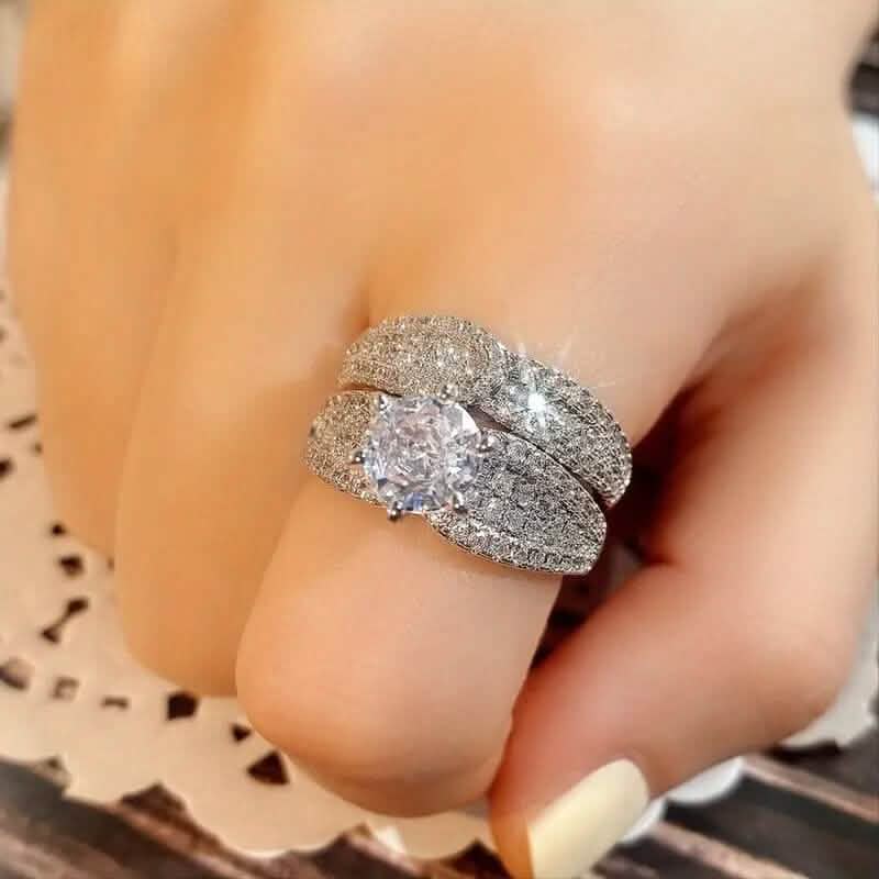 Ensemble 2 pièces : Bague de mariage en argent sterling
